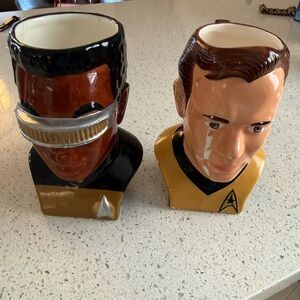 Star Trek Character Ceramic Mugs - Black, Brown, Gold